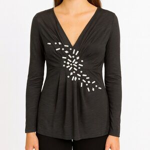 Hilton Hollis Black Sheer Beaded Top